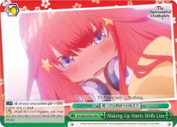 Making Up Starts With Lies (RRR) (5HY/W83-E062R RRR), The Quintessential Quintuplets — Weiß Schwarz card price