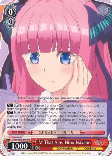 At That Age, Nino Nakano (5HY/W83-E068 R), The Quintessential Quintuplets — Weiß Schwarz card price
