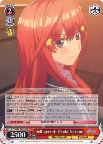 Belligerent, Itsuki Nakano (SR) (5HY/W83-E073S SR), The Quintessential Quintuplets — Weiß Schwarz card price