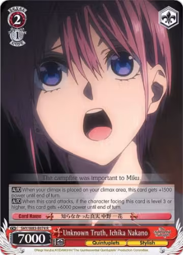 Unknown Truth, Ichika Nakano (5HY/W83-E074 R), The Quintessential Quintuplets — Weiß Schwarz card price