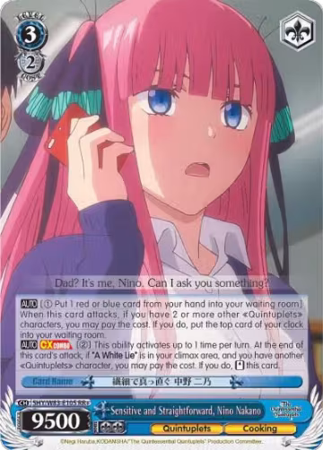 Sensitive and Straightforward, Nino Nakano (5HY/W83-E105 RR+), The Quintessential Quintuplets — Weiß Schwarz card price