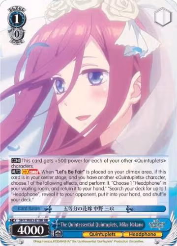 The Quintessential Quintuplets, Miku Nakano (5HY/W83-E108 RR), The Quintessential Quintuplets — Weiß Schwarz card price