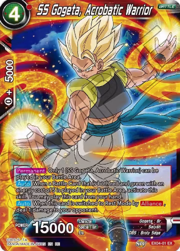 SS Gogeta, Acrobatic Warrior (EX04-01), Mythic Booster — DB Super card price
