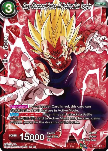 Glory-Obsessed Prince of Destruction Vegeta (P-063), Mythic Booster — DB Super card price