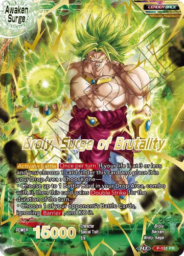 Broly // Broly, Surge of Brutality (Gold Stamped) (P-181), Mythic Booster — DB Super card price