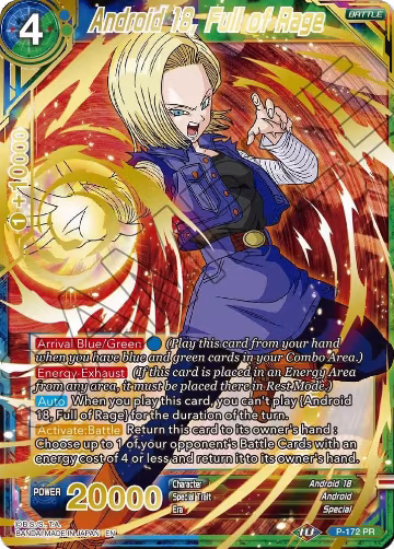 Android 18, Full of Rage (Gold Stamped) (P-172), Mythic Booster — DB Super card price