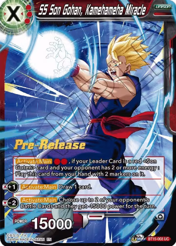 SS Son Gohan, Kamehameha Miracle (BT15-003), Saiyan Showdown Pre-Release Cards — DB Super card price