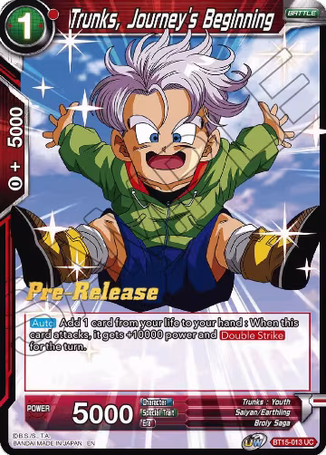 Trunks, Journey's Beginning (BT15-013), Saiyan Showdown Pre-Release Cards — DB Super card price