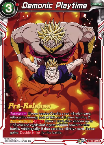 Demonic Playtime (BT15-029), Saiyan Showdown Pre-Release Cards — DB Super card price