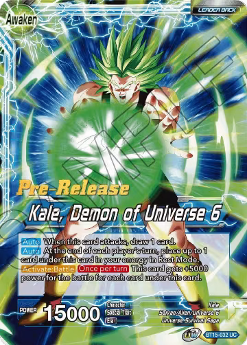 Kale // Kale, Demon of Universe 6 (BT15-032), Saiyan Showdown Pre-Release Cards — DB Super card price
