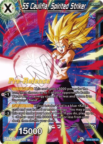 SS Caulifla, Spirited Striker (BT15-034), Saiyan Showdown Pre-Release Cards — DB Super card price