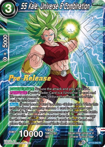SS Kale, Universe 6 Combination (BT15-043), Saiyan Showdown Pre-Release Cards — DB Super card price