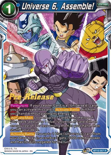 Universe 6, Assemble! (BT15-057), Saiyan Showdown Pre-Release Cards — DB Super card price