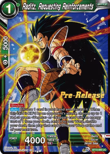 Raditz, Requesting Reinforcements (BT15-065), Saiyan Showdown Pre-Release Cards — DB Super card price