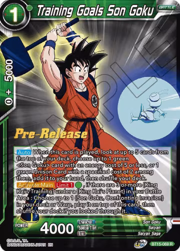 Training Goals Son Goku (BT15-069), Saiyan Showdown Pre-Release Cards — DB Super card price
