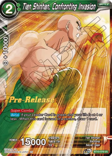 Tien Shinhan, Confronting Invasion (BT15-078), Saiyan Showdown Pre-Release Cards — DB Super card price