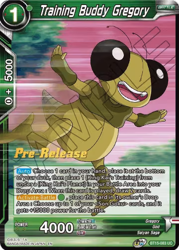 Training Buddy Gregory (BT15-083), Saiyan Showdown Pre-Release Cards — DB Super card price