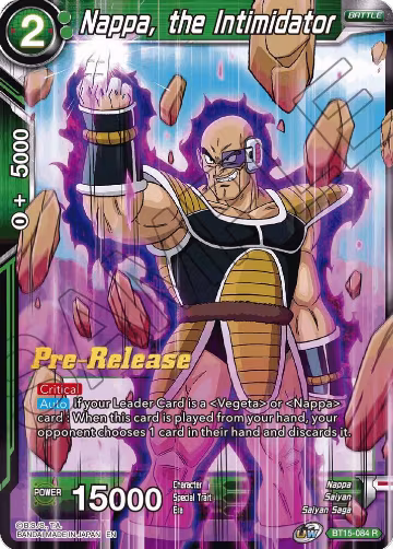 Nappa, the Intimidator (BT15-084), Saiyan Showdown Pre-Release Cards — DB Super card price