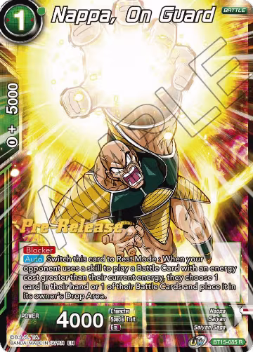 Nappa, on Guard (BT15-085), Saiyan Showdown Pre-Release Cards — DB Super card price