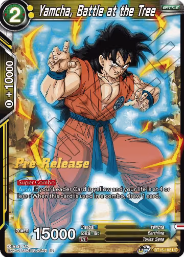 Yamcha, Battle at the Tree (BT15-102), Saiyan Showdown Pre-Release Cards — DB Super card price