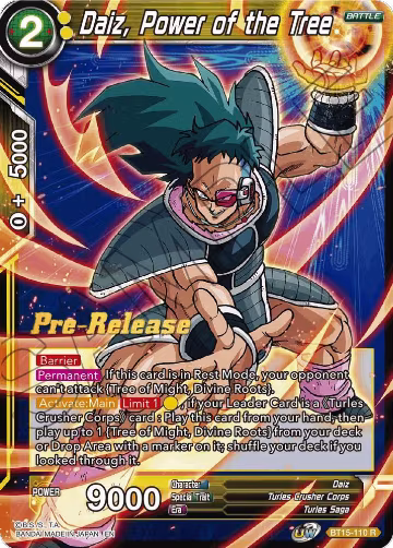 Daiz, Power of the Tree (BT15-110), Saiyan Showdown Pre-Release Cards — DB Super card price