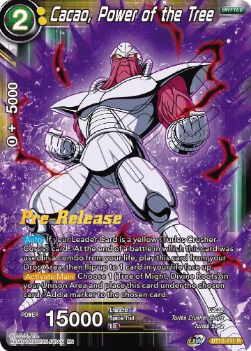 Cacao, Power of the Tree (BT15-111), Saiyan Showdown Pre-Release Cards — DB Super card price