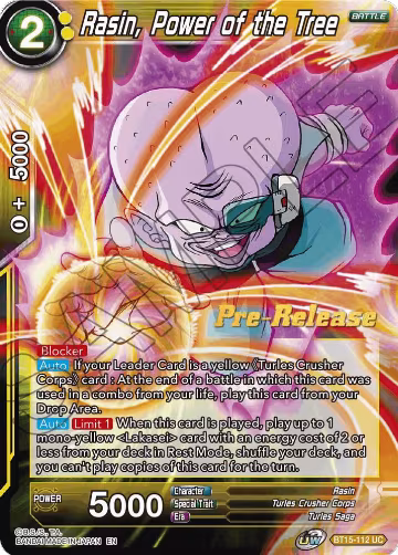 Rasin, Power of the Tree (BT15-112), Saiyan Showdown Pre-Release Cards — DB Super card price