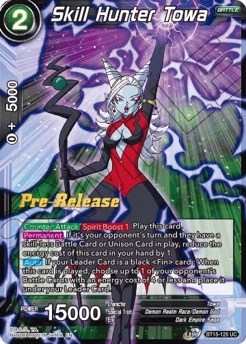 Skill Hunter Towa (BT15-125), Saiyan Showdown Pre-Release Cards — DB Super card price