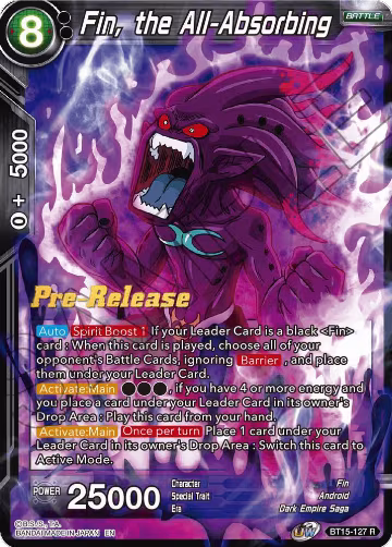 Fin, the All-Absorbing (BT15-127), Saiyan Showdown Pre-Release Cards — DB Super card price