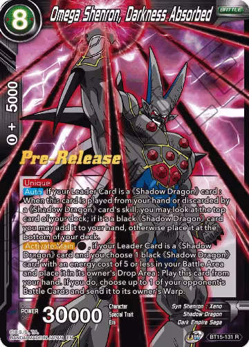 Omega Shenron, Darkness Absorbed (BT15-131), Saiyan Showdown Pre-Release Cards — DB Super card price