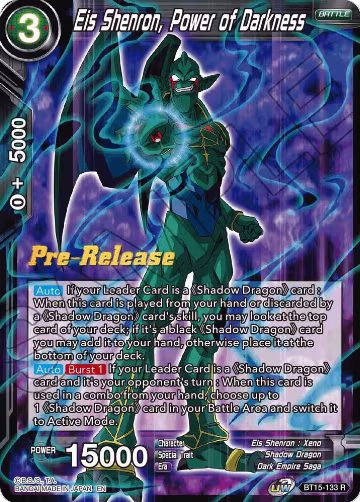 Eis Shenron, Power of Darkness (BT15-133), Saiyan Showdown Pre-Release Cards — DB Super card price