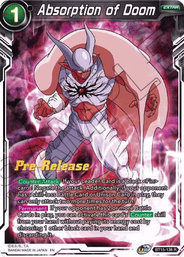 Absorption of Doom (BT15-138), Saiyan Showdown Pre-Release Cards — DB Super card price