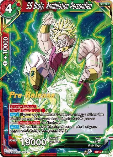 SS Broly, Annihilation Personified (BT15-144), Saiyan Showdown Pre-Release Cards — DB Super card price