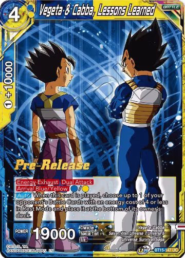 Vegeta & Cabba, Lessons Learned (BT15-147), Saiyan Showdown Pre-Release Cards — DB Super card price