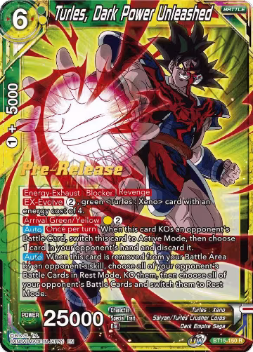 Turles, Dark Power Unleashed (BT15-150), Saiyan Showdown Pre-Release Cards — DB Super card price