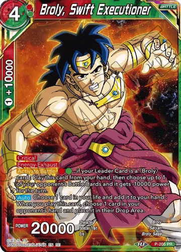 Broly, Swift Executioner (P-205), Mythic Booster — DB Super card price