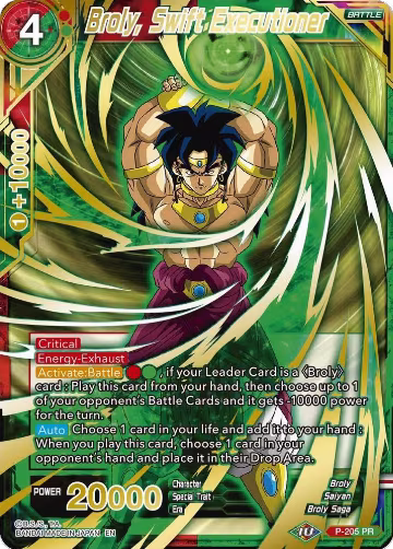 Broly, Swift Executioner (Gold Stamped) (P-205), Mythic Booster — DB Super card price