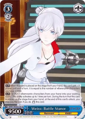 Weiss: Battle Stance (RWBY/WX03-T19 TD), RWBY — Weiß Schwarz card price