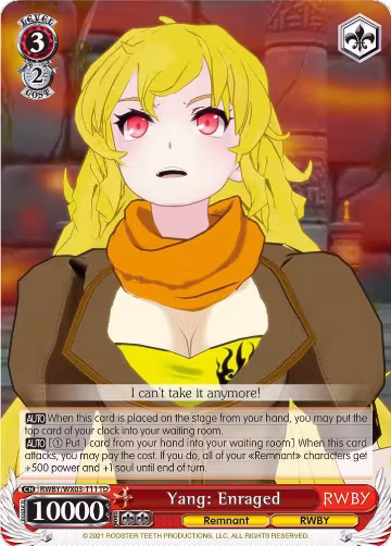 Yang: Enraged (RWBY/WX03-T11 TD), RWBY — Weiß Schwarz card price