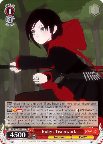 Ruby: Teamwork (RWBY/WX03-T07 TD), RWBY — Weiß Schwarz card price