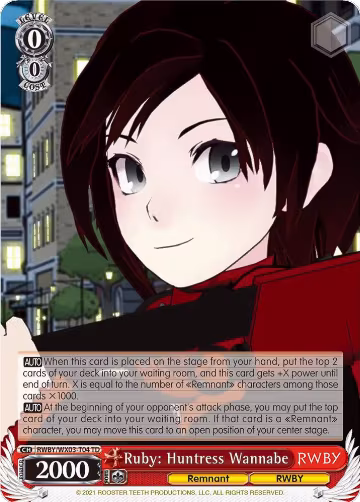 Ruby: Huntress Wannabe (RWBY/WX03-T04 TD), RWBY — Weiß Schwarz card price
