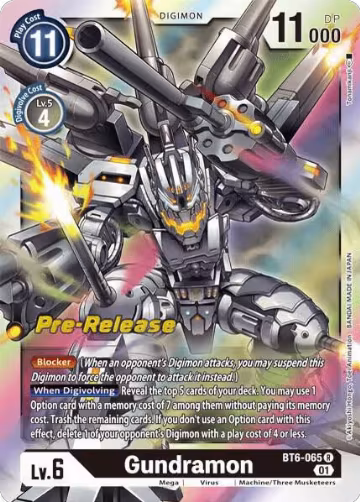 Gundramon (BT6-065 R), Double Diamond Pre-Release Cards — Digimon card price