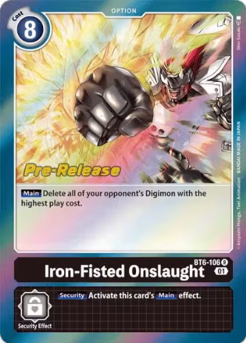 Iron-Fisted Onslaught (BT6-106 R), Double Diamond Pre-Release Cards — Digimon card price