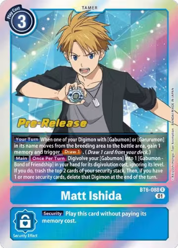 Matt Ishida (BT6-088 R), Double Diamond Pre-Release Cards — Digimon card price