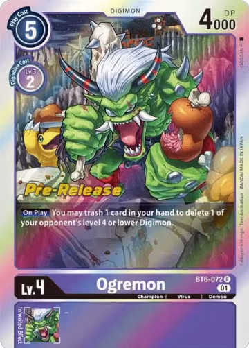 Ogremon (BT6-072 R), Double Diamond Pre-Release Cards — Digimon card price