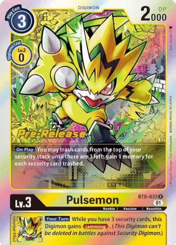 Pulsemon (BT6-033 R), Double Diamond Pre-Release Cards — Digimon card price