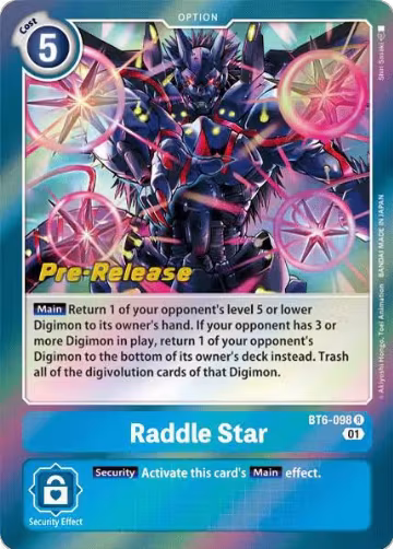 Raddle Star (BT6-098 R), Double Diamond Pre-Release Cards — Digimon card price