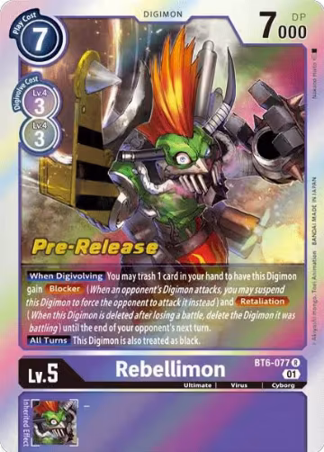 Rebellimon (BT6-077 R), Double Diamond Pre-Release Cards — Digimon card price