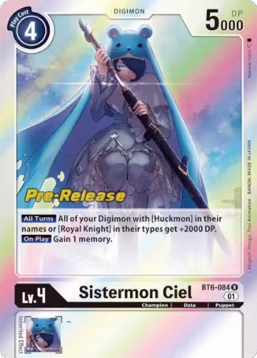 Sistermon Ciel (BT6-084 R), Double Diamond Pre-Release Cards — Digimon card price