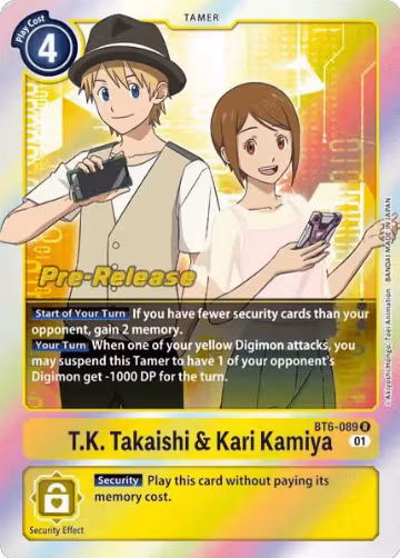 T.K. Takaishi & Kari Kamiya (BT6-089 R), Double Diamond Pre-Release Cards — Digimon card price